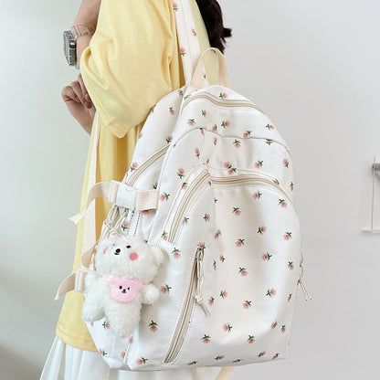 Ladies Floral Print Kawaii College Backpack Women School Bag Trendy Girl Travel Book Backpack Fashion Female Laptop Student Bags