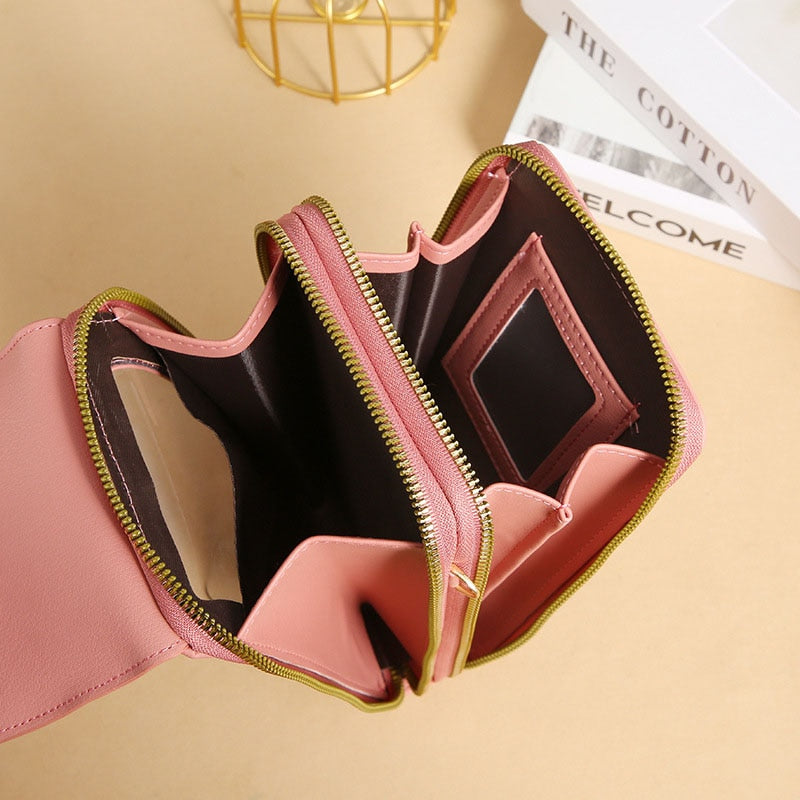 Women Wallet Brand Touchable Mobile Phone Bags Small Card Holders  Handbag Purse Clutch Wallets Messenger Shoulder Bag Female