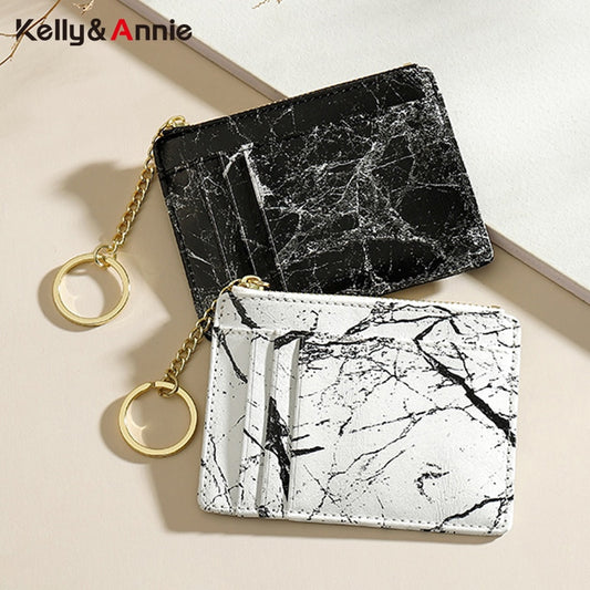 Leopard Print Card Holder for Women Super Thin Small Female Wallet Pu Leather Mini Business ID Credit Card Case Women&#39;s KeyChain