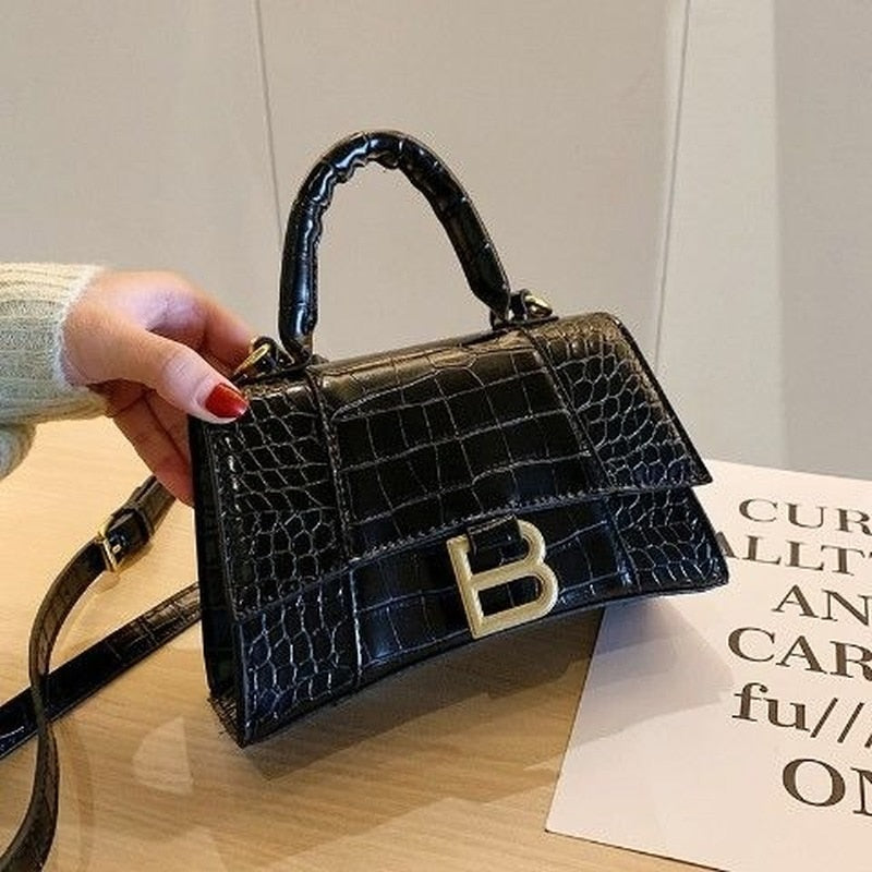 Designer Luxury Soft Top-Handle Tote Women Alligator Leather Hourglass Handbag Girl Metal Shoulder Messenger Bags Female