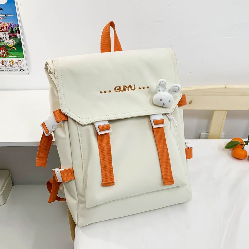 New Korean Letters Embroidery Waterproof Nylon Women Backpack Female Square Portable Travel Bag Teenage Girl Kawaii Schoolbag