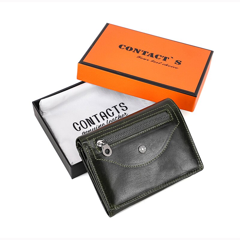 Contact&#39;s Genuine Leather Short Wallet Women Luxury Brand Ladies Small Purse Card Holder Zipper Design Female Wallet Coin Pocket
