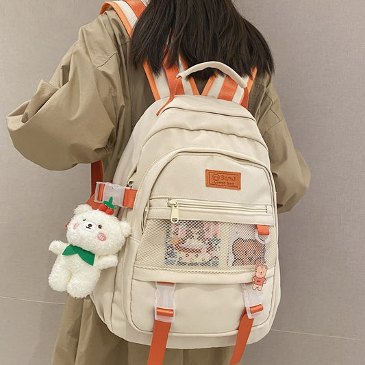 DCIMOR High Quality Nylon Women Backpack Female Multi-pocket Mesh Travel Bag Cool College Bookbag for Kawaii Girl Schoolbag New