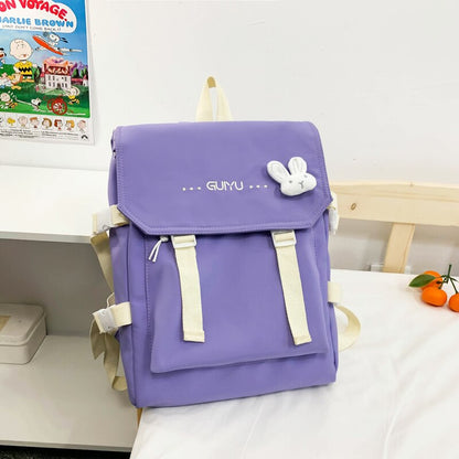 New Korean Letters Embroidery Waterproof Nylon Women Backpack Female Square Portable Travel Bag Teenage Girl Kawaii Schoolbag