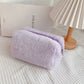PURDORED 1 Pc Solid Color Fur Makeup Bag for Women Soft Travel Cosmetic Bag Organizer Case Young Lady Make Up Case Necessaries