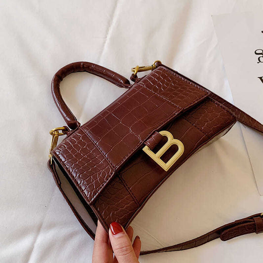 Designer Luxury Soft Top-Handle Tote Women Alligator Leather Hourglass Handbag Girl Metal Shoulder Messenger Bags Female