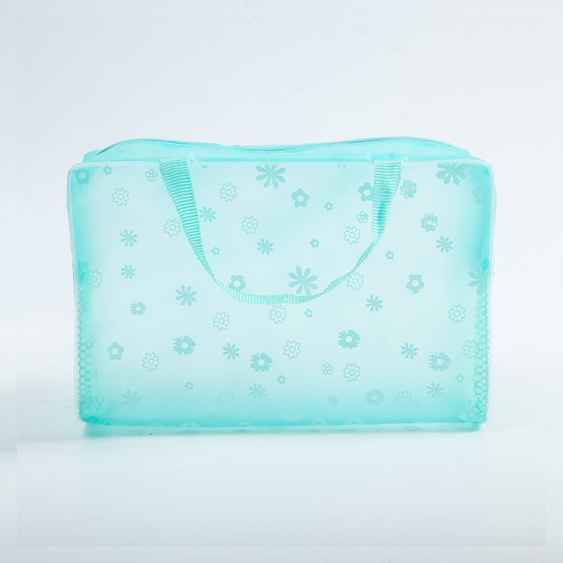 1 Pc PVC Transparent Cosmetic Bag Clear Makeup Bag for Women Girl Waterproof Zipper Beauty Case Travel Toiletry Bags Handbag