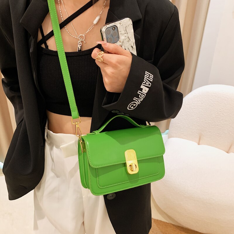 Messenger Bags For Women Fashion Handle Square Handbags Pure Color Flap Crossbody Shoulder Bag High Quality Female Satchel Bag