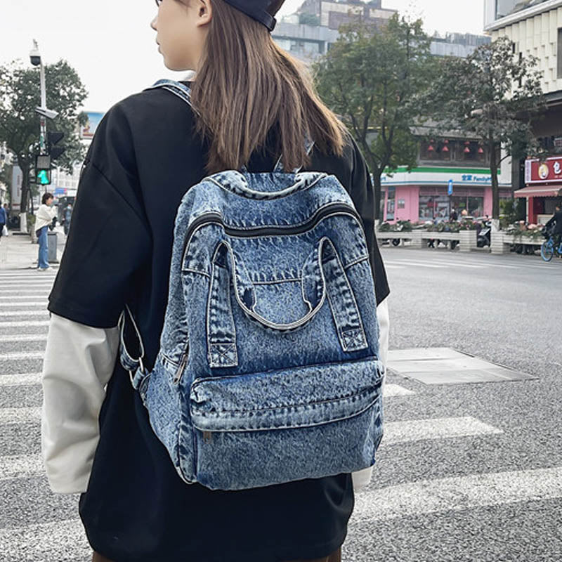 Fashion Denim Backpack Canvas Women Backpacks Large capacity Shoulder Bag For Teenager Student School Bag New Travel Rucksack