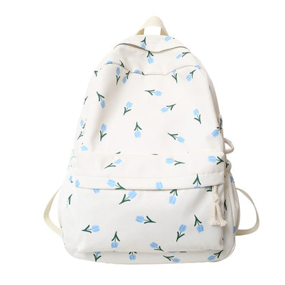 DCIMOR Waterproof Nylon Women Backpack Female Kawaii Flowers Travel Bag Cute Girl Fresh Schoolbag Preppy Bookbag Laptop Backpack