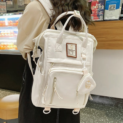 Multifunctional Women&#39;s Nylon Backpack Girls Laptop Backpack Korean Style Schoolgirl&#39;s Handbag School Bag Mochila Feminina