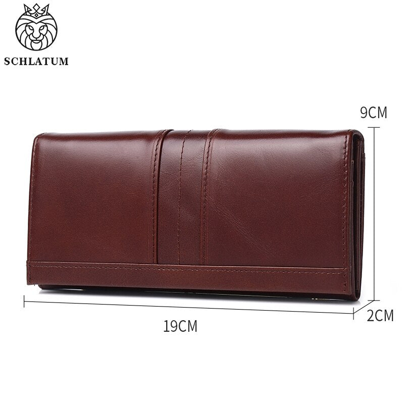 SCHLATUM Men Leather  Wallet Long Multifunction  Business Card Holder Purse Brand Fashion Male Wallets