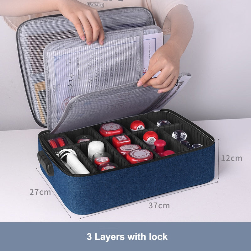 Large Briefcase Document Storage Bag File Folder Passport Official Seal Organizer Essential Oil Pouch Travel Case Accessories