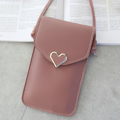 Phone Shoulder Bag For Women Transparent Coin Purse Heart Shape Hasp Crossbodybag Cute Female Mobile Pouch Bags