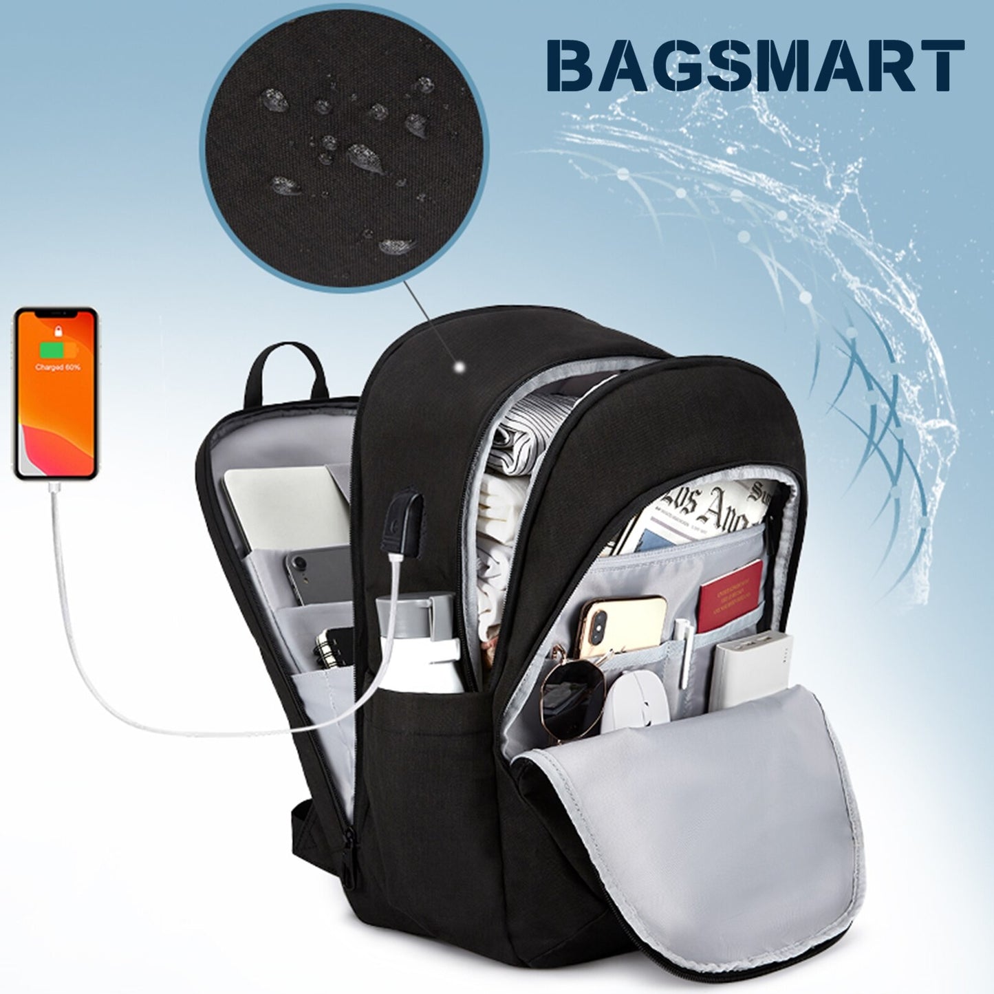 Women&#39;s Backpack BAGSMART Business Laptop Backpacks with USB Charging Port Waterproof Schoolbag Dropshipping 50% MSRP Wholesale