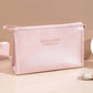 Ladies Cosmetic Bag Travel Waterproof Portable Washing Bag PU Leather Full Size Solid Color Pink/Black/Silver
