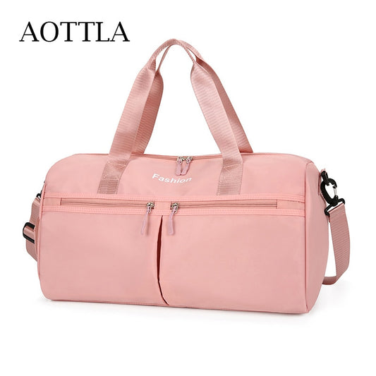 AOTTLA Waterproof Sports Fitness Bag Fashion Travel Bag Large Women Handbags Weekend Yoga Gym Bag Ladies Shoulder Crossbody Bag