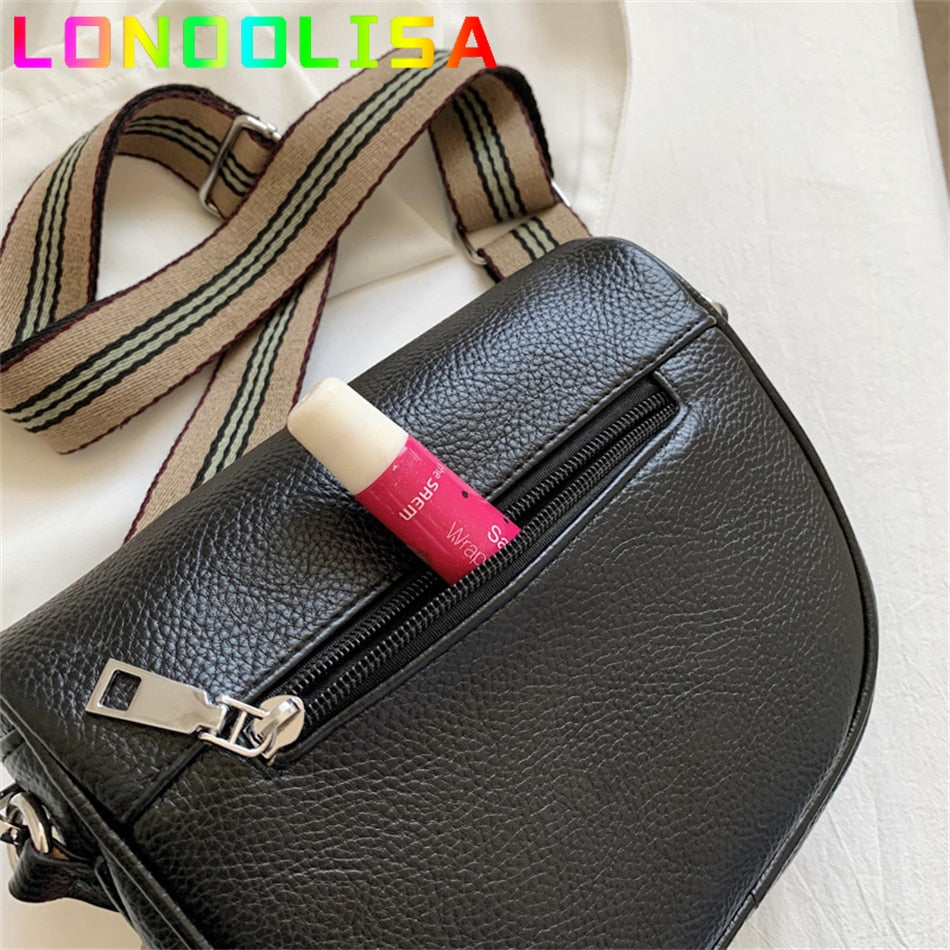 Pu Leather Soft Messenger Bags for Ladies Multi Zipper Wide Shoulder Strap Female Handbags and Purses Female Crossbody Bolsas