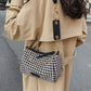 New Wild Woolen Cloth Handbag Vintage Women's Handbags Purses Houndstooth Bucket Bags  Women Shoulder Crossbody Bag Tote