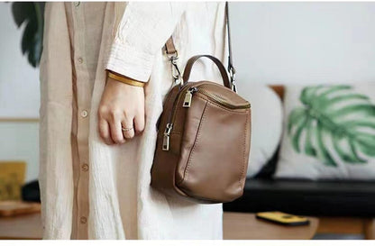 First Layer Cowhide Bag New Women&#39;s Small Bag Korean Style Mobile Phone Bag Shoulder Messenger Bag Soft Leather Bag