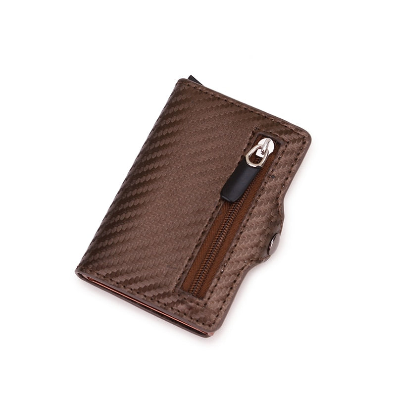 Carbon Fiber Rfid Card Holder Wallets Men Zipper Coin Money Bag Male Thin Mini Slim Magic Wallet Small Money Bag Wolet for man