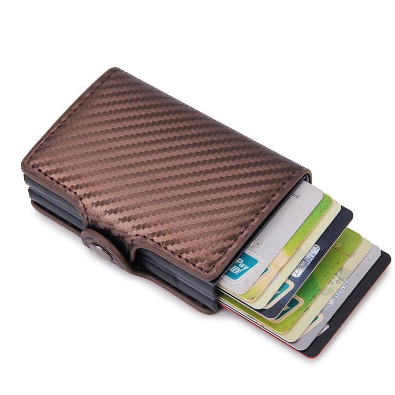 Rfid Blocking Protection Men id Credit Card Holder Wallet Leather Metal Aluminum Business Bank Card Case CreditCard Cardholder