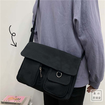 Crossbody Bags Women Canvas Youth Fashion Large Capacity Diagonal Ladies Shoulder Bag Solid Color Harajuku All-match School Bag