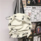 Unisex style cool Japanese solid color single shoulder canvas bag messenger bag student men and women personality drawstring bag