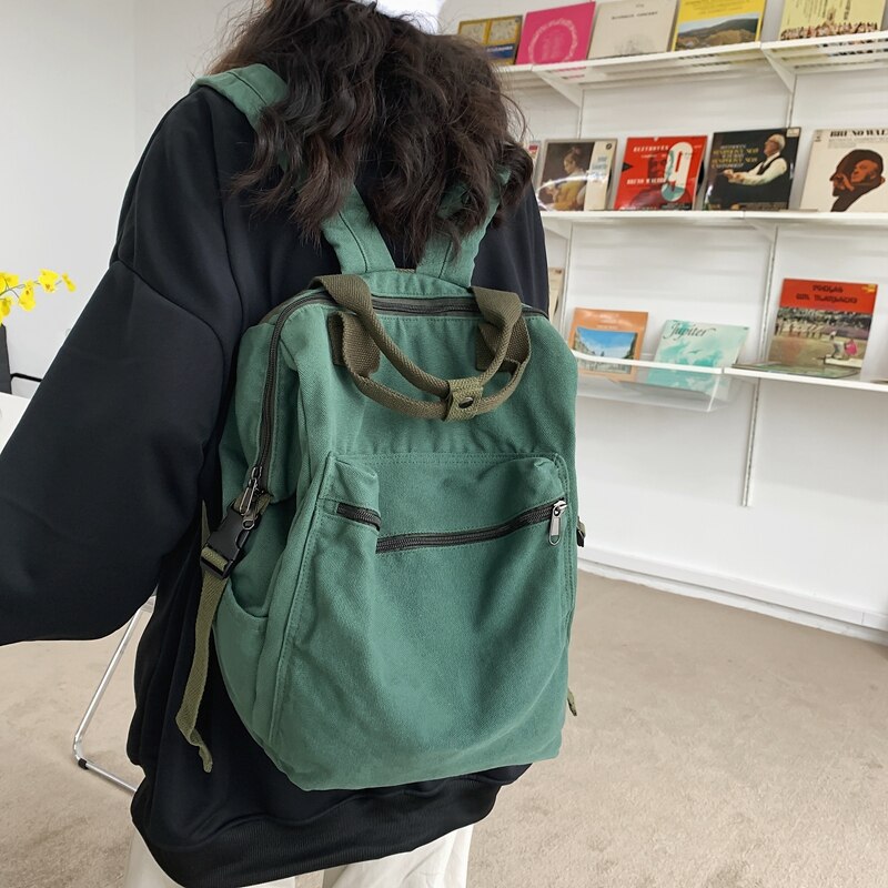 Girl Canvas Vintage School Bag Cool Women Travel Backpack Female Trendy Book Bags Ladies Laptop College Student Backpack Fashion