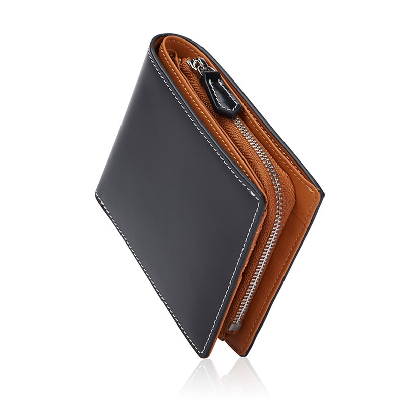 BISONDENIM New Men&#39;s Leather Folding Wallet Simple Luxury Fashion Wallet Zipper Coin Bag Multifunctional Card Holder W4545