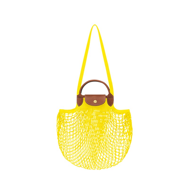Fashion Mesh net Women Tote Beach Handbags Summer Branded Large Foldable Portable Grocery Shopper Purses With Leather Handle