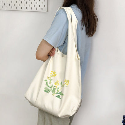 Women Printed  Casual Shopping bag Female Handbags Shoulder Fashion Style Flower Graphic Canvas Girl Bag