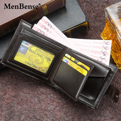 New Genuine Leather Men Wallets Premium Product Real Cowhide Wallets for Man Short Black Walet Portefeuille Homme Business