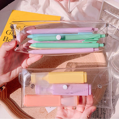 1 Pc Transparent Women Cosmetic Bag PVC Waterproof Hasp Make Up Bag Travel Washing Makeup Organizer Beauty Case Pencil Bag