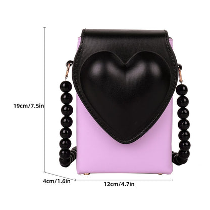 PU Leather Bead Strap Messenger Bag Flap Design Lady Casual Flap Crossbody Bag for Women Christmas Birthday Gifts