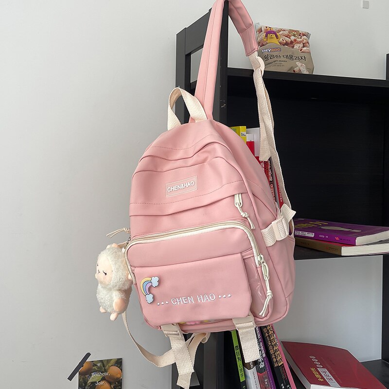 Small Women&#39;s Backpack Fashion Contrast Color Waterproof Nylon Girl Children&#39;s Bag Korean Casual Young Girl&#39;s Bag Female Mini