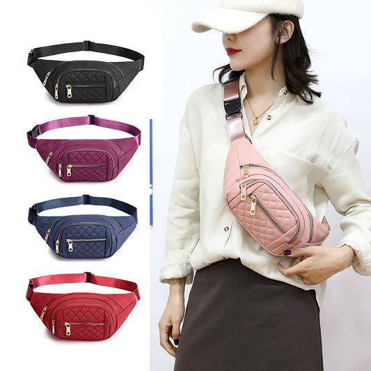 Women&#39;s Waist Bag Oxford Cloth Waterproof Belt Bags Multi Zipper Design Crossbody Chest Bag Female Fanny Pack Banana Hip Purse