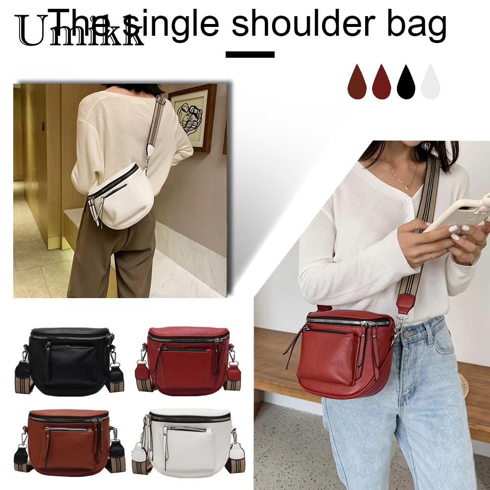 Fashion Saddle Shoulder Crossbody Bag Women Soft Leather Casual Chest Belt Packs for Ladies Outdoor Shopping Travel