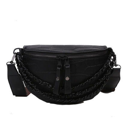 AKTE Luxury Chain Waist Bag Phone Pack and Purse for Women Stone Pattern Female Handbag