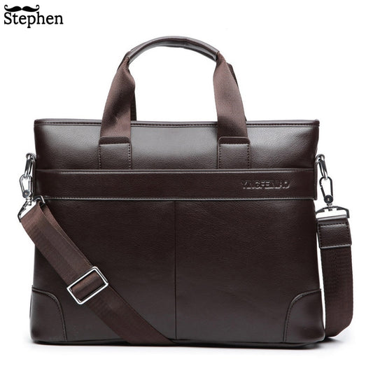 Dress Men&#39;s Shoulder Bag Men Briefcase Pu Leather Business Casual Tote Bags Vintage Travel Laptop Handbag Men&#39;s Messenger Bags