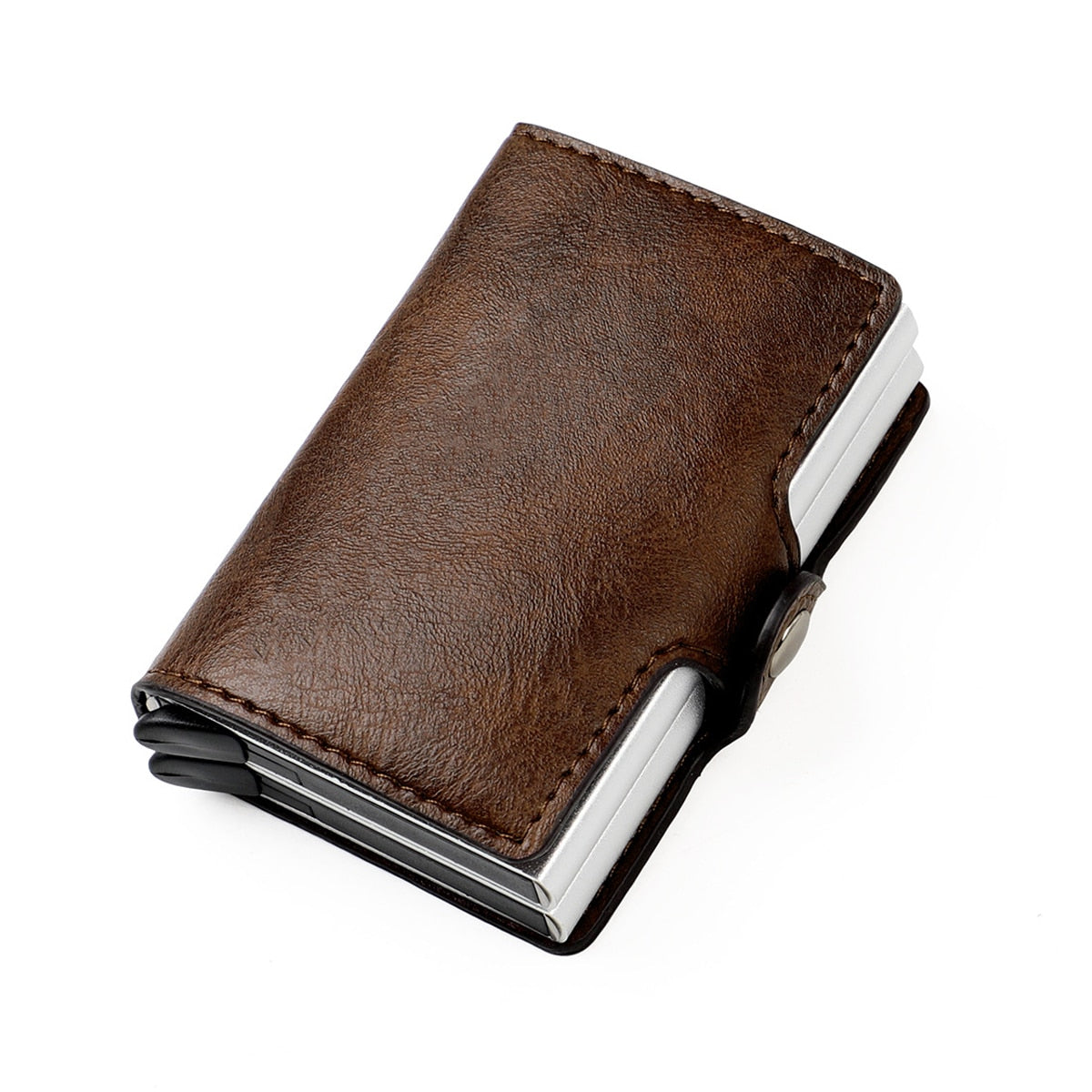 New Men Rfid Anti-theft Card Holders Women Genuine Leather Wallets Large Capacity Business Card Case Portable Double Layer Purse