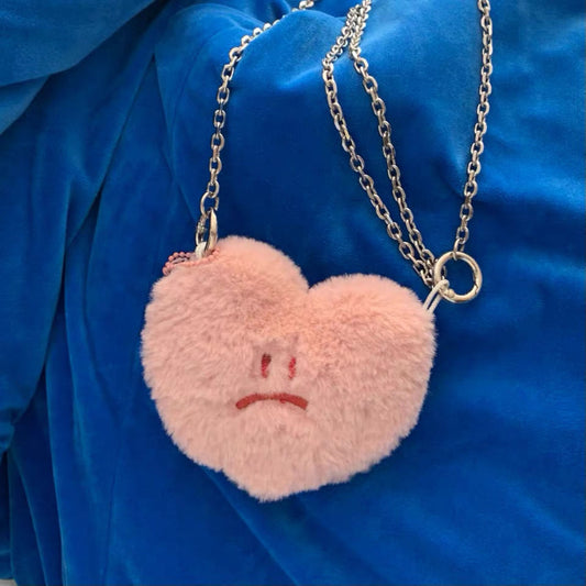 Dirty Little Pink Heart Airpods Earphone Storage Bag Cute Pendant Plush Mini Messenger Bag Small Capacity Women Bag Side Bag
