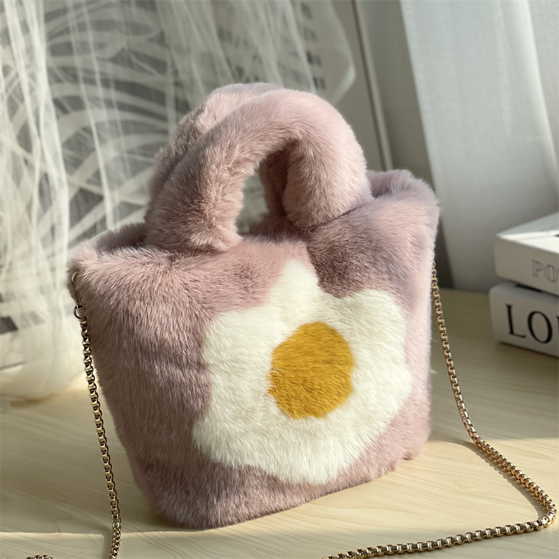 Funny Egg Design Chain Handbag for Women Winter Soft Shoulder Handbags Women&#39;s Travel Totes Ladies Handbag Purses and Crossbody