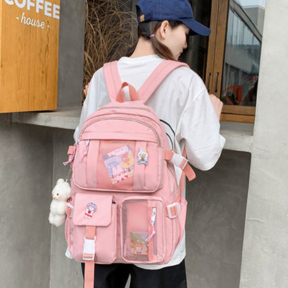 Women Nylon Backpack Casual Candy Color School Bags for Teenagers Girls Students Large Capacity Backpack Female Travel Rucksack