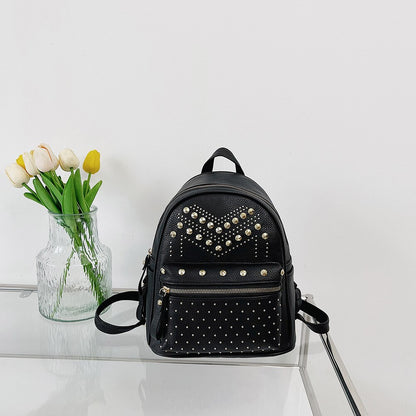 Fashion Women Backpacks Washed PU Leather Backpacks Travel Rivet Student Lady Girls Shoulder School Book Bag