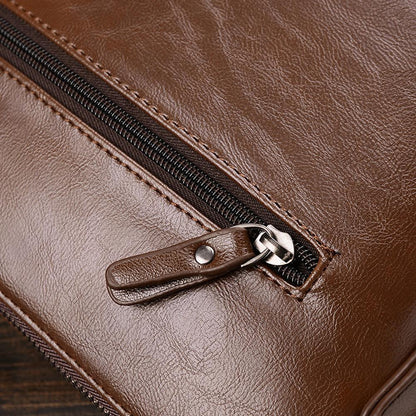 Fashion Solid Bags Men PU Leather Zipper Shoulder Bag Casual Male Square Flap Messenger Handbag for Travel and Vacation