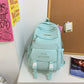 High Quality Multiple Pockets Waterproof Nylon Women Backpack Female Fashion Letters Embroidery Travel Mochila Girl Schoolbag