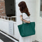 New Korean Simple Lattice Double-sided Shoulder Bag High-capacity Student Book Shopping Handbag Cotton Fabric Bags