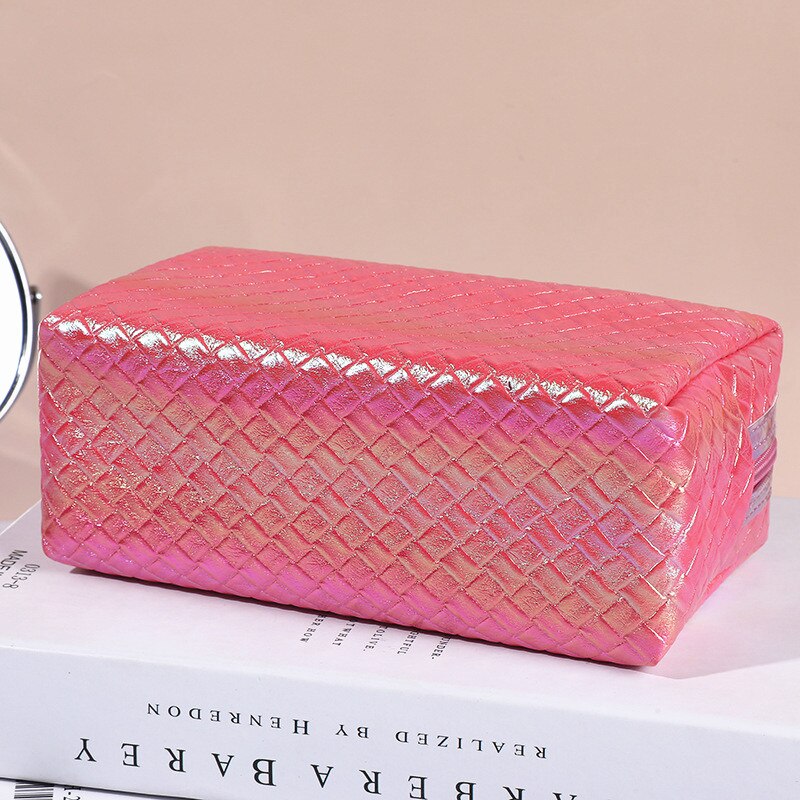 PURDORED 1 Pc Women Laser Color Makeup Bag  Travel Pu Leather Waterproof Cosmetic Bag Organizer Case Make Up Case Necessaries