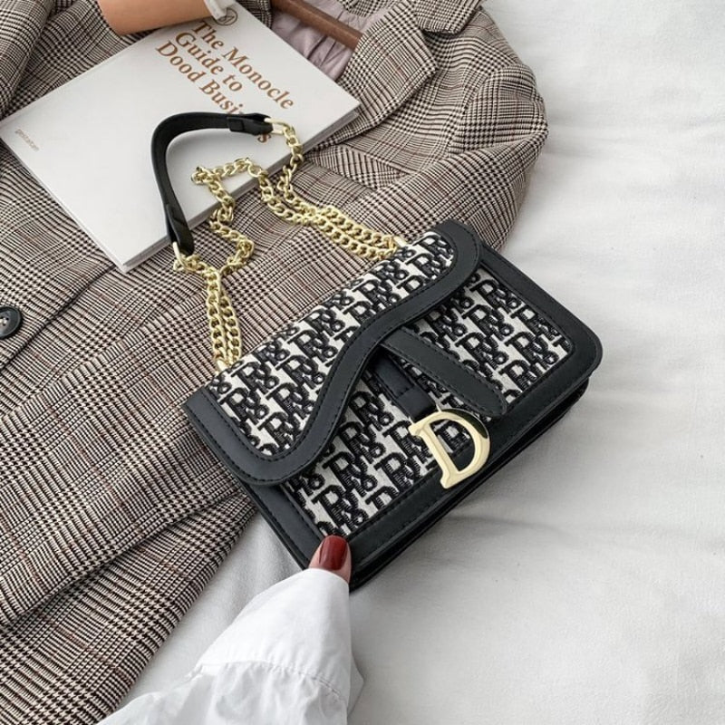 Luxury Designer Brand Women Chain Bag Letter Leather Crossbody Bag For Women Shoulder Bag Messenger Female Casual Fashion Clutch